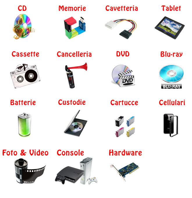I migliori prezzi di tutto il web ebay compreso. CD, DVD, Pen-Drive, memorie, hard disk, hardware, insomma tutto per te e il tuo ufficio