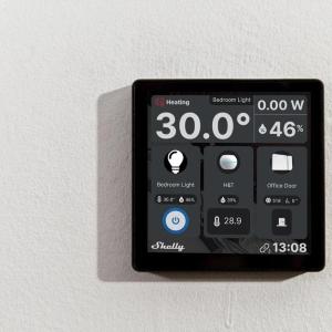 Shelly Wall Display + Sensore H&T - Pannello con Display touch nero
