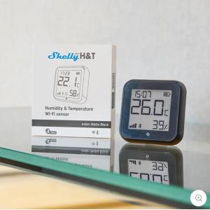 Shelly Sensore Temperat&Umid Wi-Fi + Bluet con display Gen3 Nero