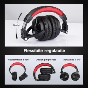 OneOdio Studio Pro C Hi-Res Cuffie DJ Wireless Red/Black