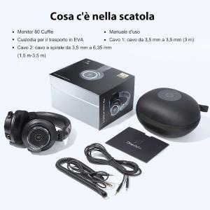 OneOdio Monitor 80 Hi-Res Cuffie DJ Open Back Professionali Black