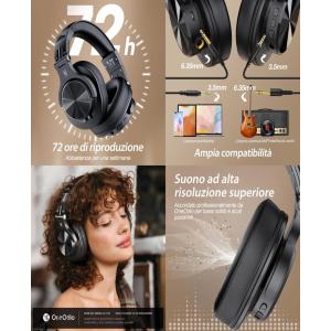 OneOdio Fusion A70 Hi-Res Cuffie DJ Wireless e c/ Cavo, Microfono Stereo Hi-Fi