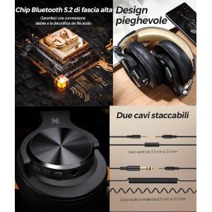 OneOdio Fusion A70 Hi-Res Cuffie DJ Wireless e c/Cavo Gold/Black