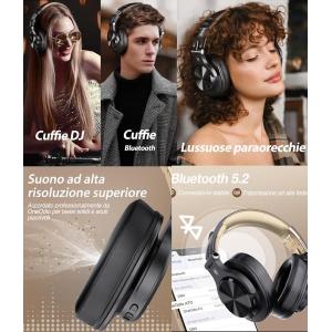 OneOdio Fusion A70 Hi-Res Cuffie DJ Wireless e c/Cavo Gold/Black