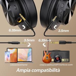 OneOdio Fusion A70 Hi-Res Cuffie DJ Wireless e c/Cavo Gold/Black