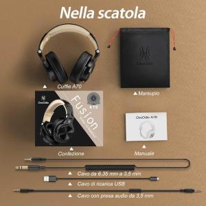 OneOdio Fusion A70 Hi-Res Cuffie DJ Wireless e c/Cavo Gold/Black