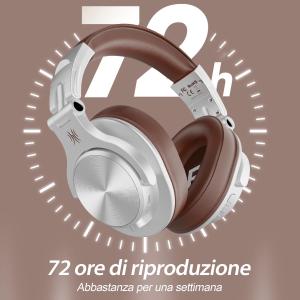 OneOdio Fusion A70 Hi-Res Cuffie DJ Wireless e c/Cavo Silver/Brown