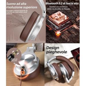 OneOdio Fusion A70 Hi-Res Cuffie DJ Wireless e c/Cavo Silver/Brown