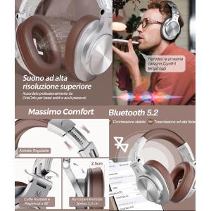 OneOdio Fusion A70 Hi-Res Cuffie DJ Wireless e c/Cavo Silver/Brown
