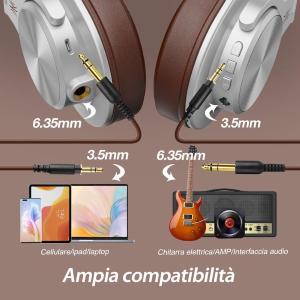 OneOdio Fusion A70 Hi-Res Cuffie DJ Wireless e c/Cavo Silver/Brown