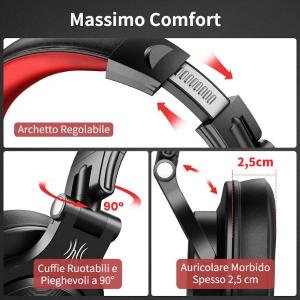 OneOdio A71 Hi-Res Cuffie DJ Cablate Audio Stereo Black