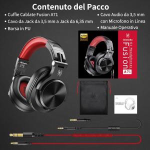 OneOdio A71 Hi-Res Cuffie DJ Cablate Audio Stereo Black