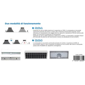 LUMIX SPACE Lampada da parete solare LED 6w - senza fili con sensori