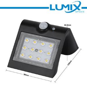 LUMIX SPACE Lampada da parete LED solare senza fili con Sensori 220lm NERO