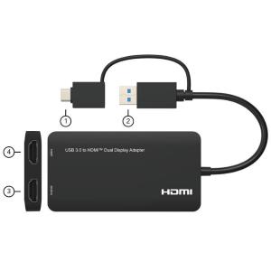 ProPart USB 3.0 (USB-A or USB-C) to Dual HDMI Video Graphics Adapter