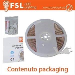 FSL Striscia LED COB 5metri - IP65 6500K 220V 15W/m 1350lm/m +KIT tappo, colla, clip