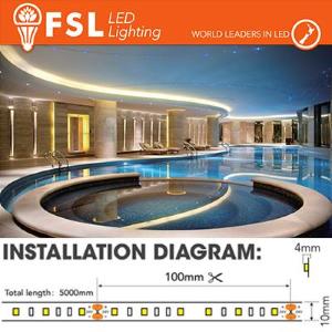 SMD5050 Striscia LED 5m IP65 5050 24V - 12W/m 60led/m 3000K