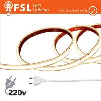 FSL Striscia LED COB 5metri - IP65 4000K 220V 15W/m 1300lm/m + KIT tappo, colla, clip