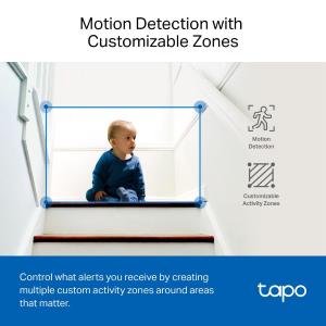 Tapo-TP Link Telecamera di sorveglianza 2K QHD Smart AI Wi-Fi Pan/Tilt Indoor