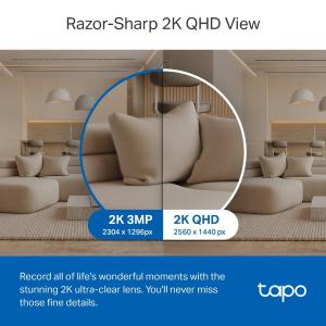 Tapo-TP Link Telecamera di sorveglianza 2K QHD Smart AI Wi-Fi Pan/Tilt Indoor