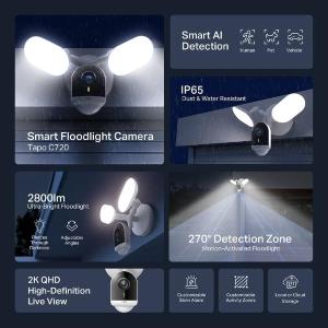 Tapo-TP Link Telecamera Smart AI 2K QHD Floodlight