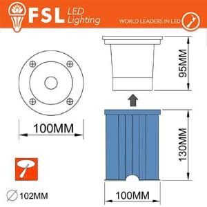 Faretto esterno carrabile calpestabile GU10 IP67 +25 cm cavo
