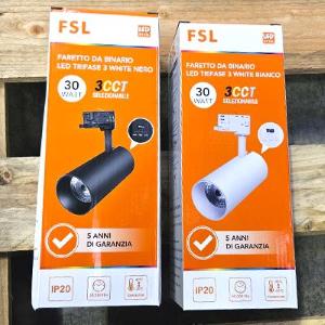 FSL Proiettore a Binario Trifase BIANCO - 3white 3000-4000-6500k, 30w, 3500lm