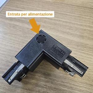 FSL Connettore Forma L destra per Binario Trifase - Colore BIANCO