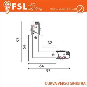FSL Connettore Forma L sinistra per Binario Trifase - Colore BIANCO