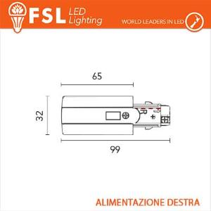 FSL Testata di alimentazione DESTRA per binario trifase - colore NERO