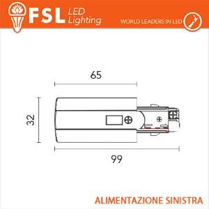 FSL Testata di alimentazione SINISTRA per binario trifase - colore NERO