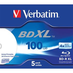 BD-R XL 100GB 4x Jewel 5pz VERBATIM InkJet Bianca 22-118