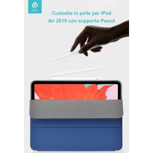 Custodia in pelle Apple iPad Air 2019 con supporto Pencil Blu