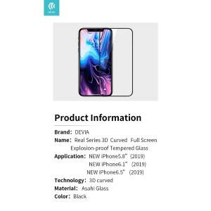 Pellicola in vetro temperato Full 3D Apple iPhone 11 Pro Max Nera