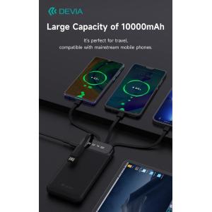 Devia Power Bank serie Kintone con 4 cavi integrati 10000 mAh Bianco