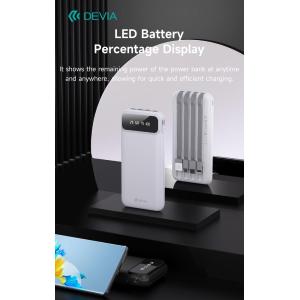Devia Power Bank serie Kintone con 4 cavi integrati 10000 mAh Bianco