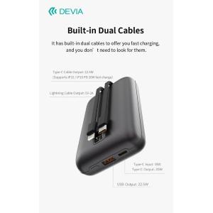 Devia MINI Power Bank Ultra4 da 22,5 W Con 2 cavi integrati 20000 Silver