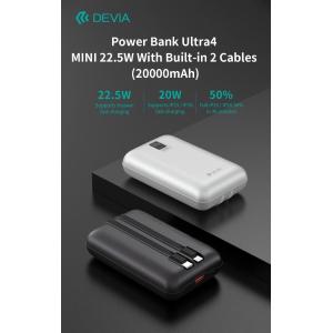 Devia MINI Power Bank Ultra4 da 22,5 W Con 2 cavi integrati 20000 Grigio