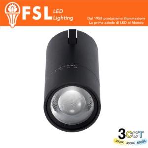 FSL Proiettore LED a Binario Trifase Zoomabile - 3 in 1 CCT (3000-4000-6500K) Nero
