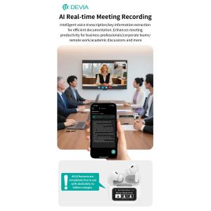 Devia Auricolari TWS con Traduttore simultaneo e AI integrata con display rd ANC
