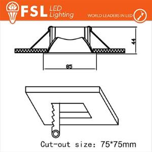 FSL Ghiera fissa QUARDATA - Alluminio verniciato a polvere, foro 75*75mm NERO