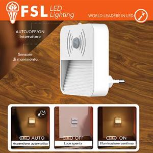 FSL Luce notturna quadrata con sensore di movimento bispina con espositore