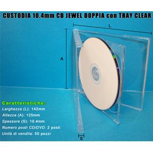 CUSTODIA 10.4mm CD JEWEL DOPPIA TRAY CLEAR lotto da 50pz