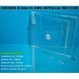 CUSTODIA 10.4mm CD JEWEL DOPPIA TRAY CLEAR lotto da 50pz