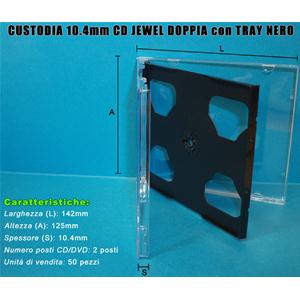 CUSTODIA 10.4mm CD JEWEL DOPPIA TRAY NERO lotto da 100pz