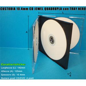 CUSTODIA 10.4mm CD JEWEL QUADRUPLA TRAY NERO