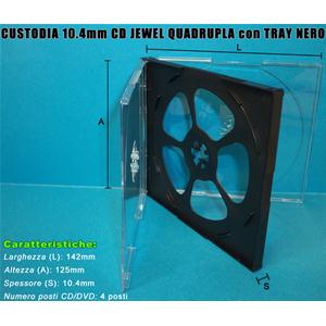 CUSTODIA 10.4mm CD JEWEL QUADRUPLA TRAY NERO