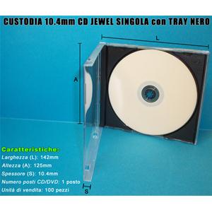 CUSTODIA 10.4mm CD JEWEL SINGOLO TRAY NERO lotto da 100pz