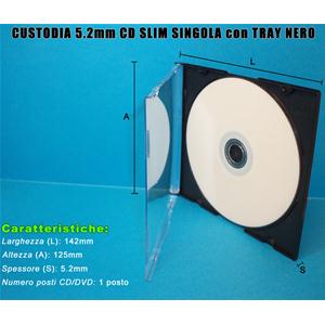 CUSTODIA 5.2mm CD SLIM SINGOLA TRAY NERO