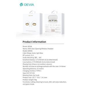 Devia Auricolari EM406 wireless senza inserimento nell'orecchio OWS Lite1 Beige